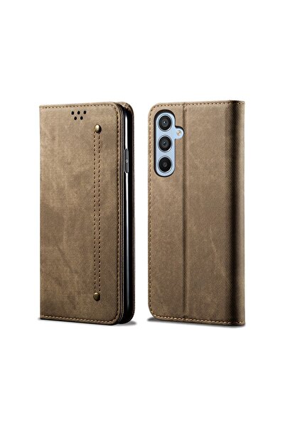 sscase Denim Texture Θήκη Βιβλίο Khaki (Samsung Galaxy A55 5G)