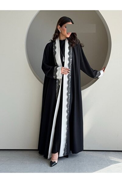 Classy She Lace black and white patchwork Abaya (without headscarf)