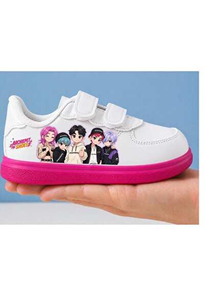 archiepet Pink Sole Stylish Young Men and Girls' Sports Shoes with Logo Print