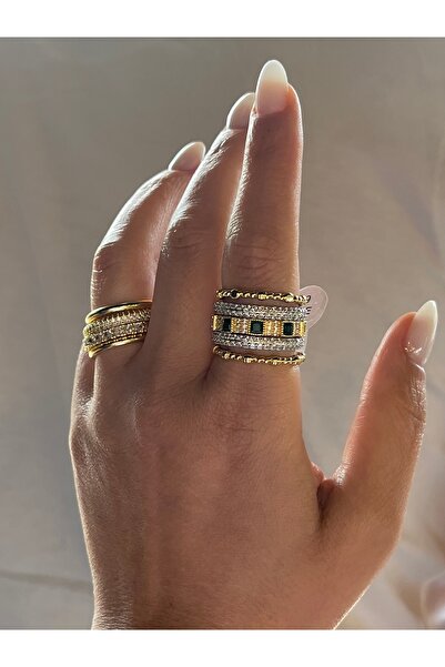 Twinssis Accessories Spinelli Green Stone Detailed Multiple Ring