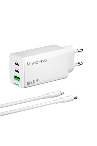 WOZINSKY Φορτιστής GaN με θύρα USB-A και 2 θύρες USB-C και καλώδιο USB-C - US...