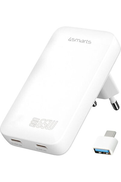 4smarts Φορτιστής χωρίς καλώδιο GaN με 2 θύρες USB-C, 65W Power Delivery, Λευ...