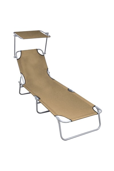 vidaxl Șezlong pliabil cu copertină, gri taupe, aluminiu