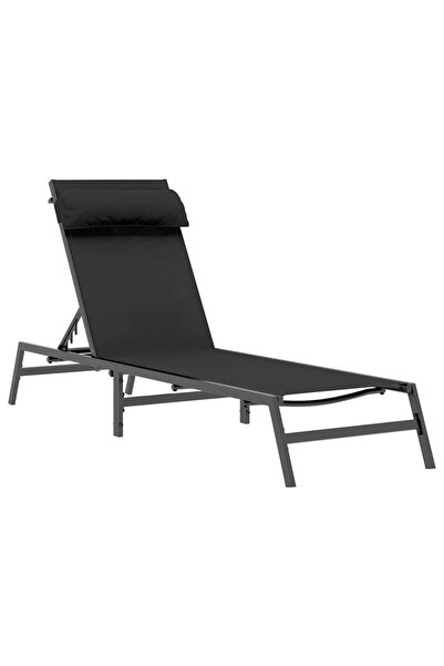 vidaxl Șezlong 1-persoană Negru și antracit 197 x 54 x 86 cm Oțel