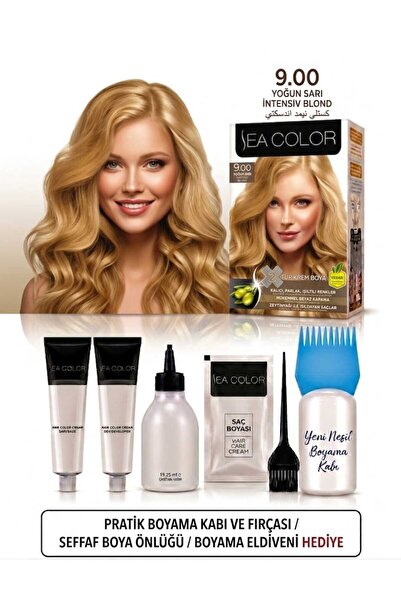 Sea Color Set Saç Boyası 9.00 Yoğun Sarı 2 Li +Pratik Boya Kabı
