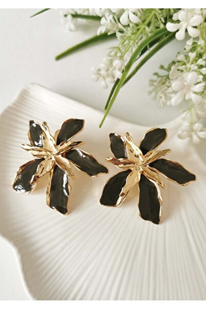 Halley Concept Milk Coffee Stella Enamel Coated Flower Form Steel Earrings 5X...