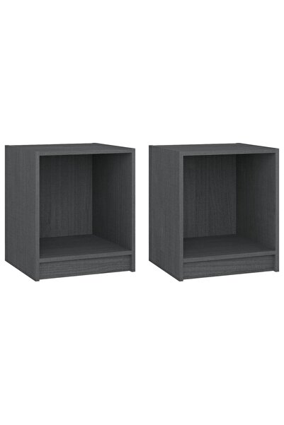 vidaxl Noptiere, 2 buc., gri, 35,5x33,5x41,5 cm, lemn masiv de pin
