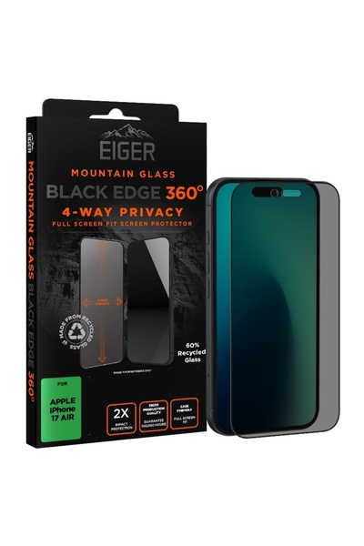 EIGER Folie de protecție pentru iPhone Air, culoare neagră, pentru protecție ...