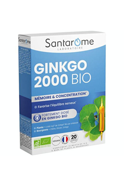 SANTAROME Food Supplement for Memory and Concentration - Ginkgo 2000 Bio, 20 ...