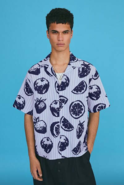 Bershka Kısa kollu baskılı gömlek