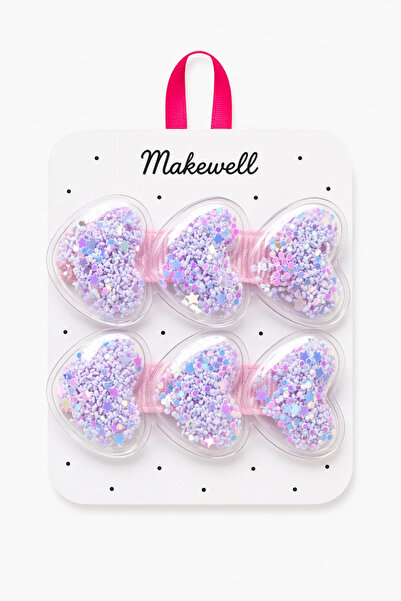 MakeWell Kız Çocuk Kalp Şekilli Sulu Simli Yan Toka – Pembe Renkli Saç Tokası...