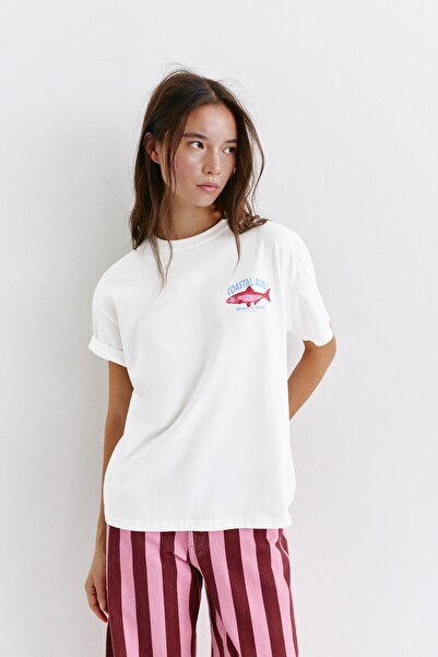 Pull & Bear Balık grafikli tişört