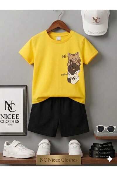NC Nicee Clothes Tricou și pantaloni scurți de vară pentru copii, unisex (Tre...