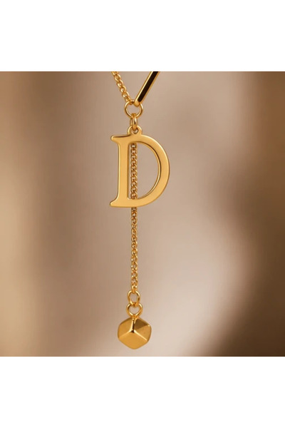Generic 18K Gold Plated Initial 'D' Pendant Y-Necklace for Women