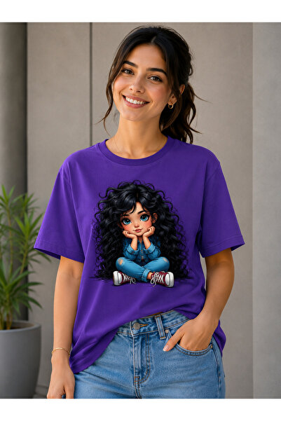 VODEXA Tricou oversize unisex FATA CU PĂR LUNG Imprimat 100% bumbac Tricou co...