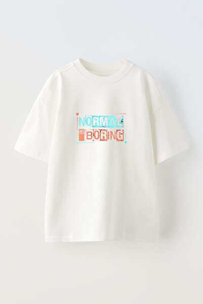 Anetos Tricou oversize alb din bumbac, cu imprimeu frontal, cu design grunge ...