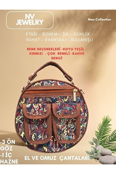 NV JEWELRY Yuvarlak Bohem Desenli Çanta