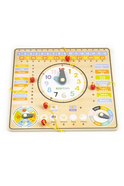 Ecotoys Ceas de bord din lemn cu calendar