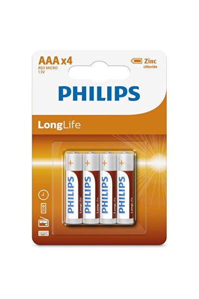 Philips R03L4B/GRS Μπαταρίες μεγάλης διάρκειας ζωής Zinc-Chloride 4 τμχ AAA