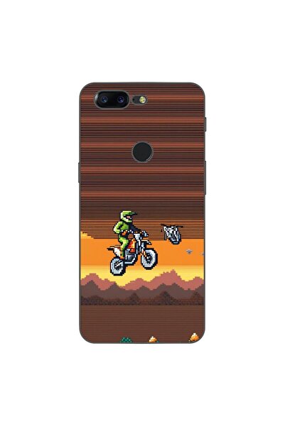 OEM Θήκη συμβατή με OnePlus 5T Σιλικόνης Gel TPU με σχέδιο Pixel Art Motorcross