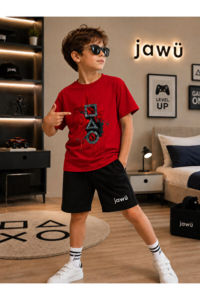 JAWÜ STYLE مجموعة شورتات تي شيرت مطبوعة من GAME2 مقاس كبير