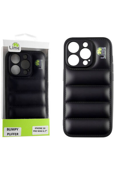 Lime&co Lime Bumpy Puffer Πίσω Θήκη Σιλικόνης με Λουράκι Μαύρο (iPhone 14 Pro...