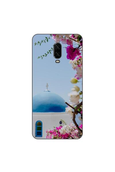 OEM Калъф, съвместим с OnePlus 6T, силиконов гел TPU, с шарка Гърция Санторини