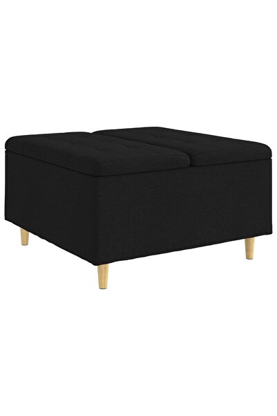 vidaxl Ottomană de depozitare cu pernă Negru 80 x 80 x 45 cm țesătură