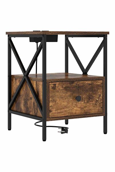 vidaxl Dulap de noapte cu sertar Stejar fumuriu 41,5 x 40,5 x 55 cm
