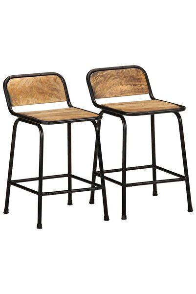 vidaxl Scaune de bar 2 buc 46x35,5x70 cm Lemn masiv Mango brut