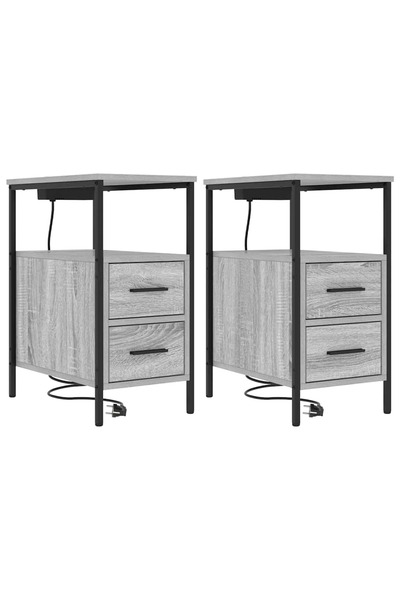 vidaxl Dulap de noapte 2 pcs Gri Sonoma 30 x 48 x 61 cm Lemn compozit