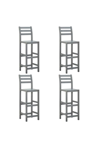 vidaxl Scaune de bar, 4 buc., gri, lemn masiv de acacia