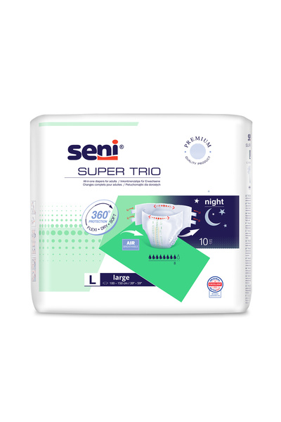 Seni Super Trio Large scutece incontinenţă Adulti 10 buc. - 8 Picaturi
