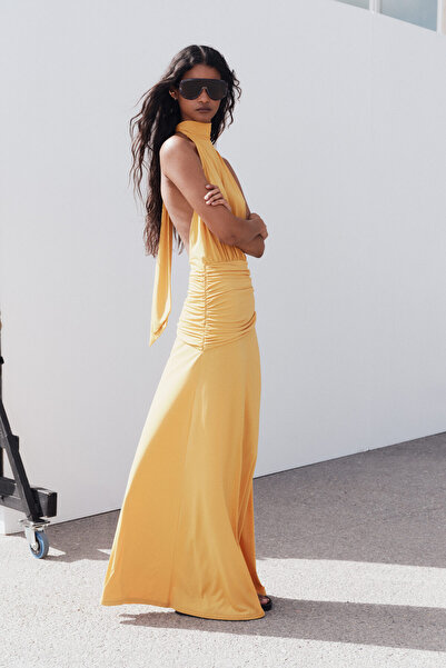 H&M Drapeli Halter Yaka Elbise