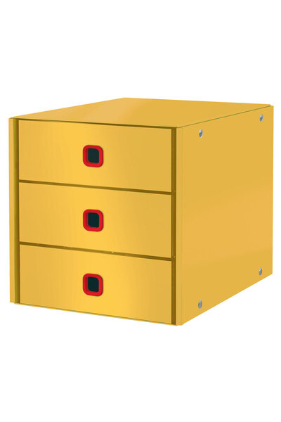 Leitz Dulap cu 3 sertare, galben chihlimbar, Cozy Click&Store