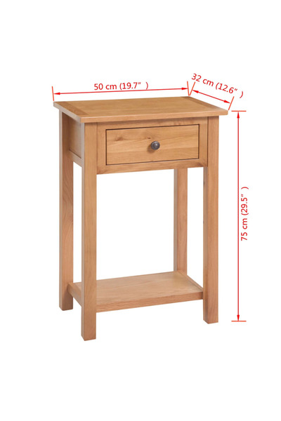 vidaxl Console Table 50x32x75 cm Solid Oak Wood