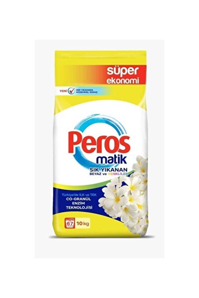 Peros Matik Yasemin Çiçeği Toz Çamaşır Deterjanı 10 Kg (Sık Yıkanan Beyazlar ...