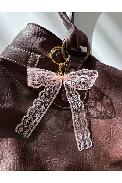Poshy Atelier Pink Lace Ribbon Bag Charm Keychain Car Ornament Accessory