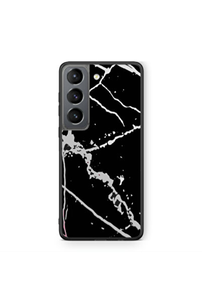 Other Samsung S21 Marble Cream Cracks Black Glossy Θήκη