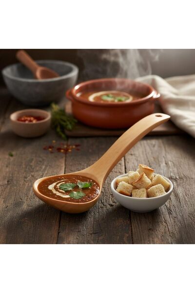 Yıldızan Tamgün 22cm Natural Wooden Serving and Eating Spoon – Durable, Non-S...