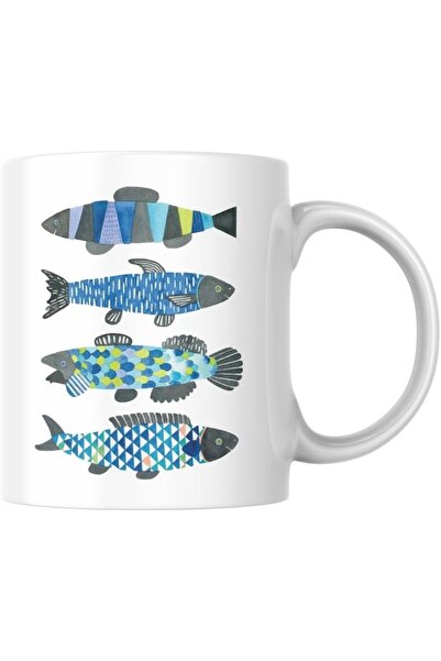 Yıldızan Tamgün Fish Printed Mug Cup Gift Stylish Tea Coffee Cup Coffee Mug T...