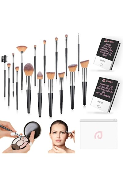 Judios ®Complete Set of 16 Makeup Brushes, Wooden Handle, Professional/Beginn...