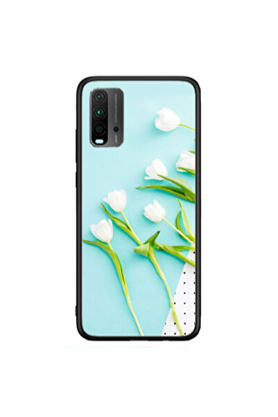 Other Xiaomi Redmi 9T White Tulips Black Glossy Θήκη
