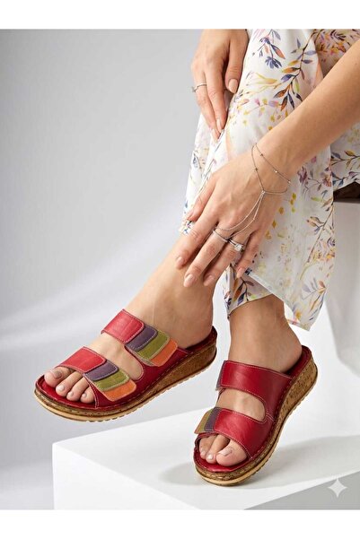 Zenvea Women's Genuine Leather Authentic Wedge Heel Sandals with Floral Detai...