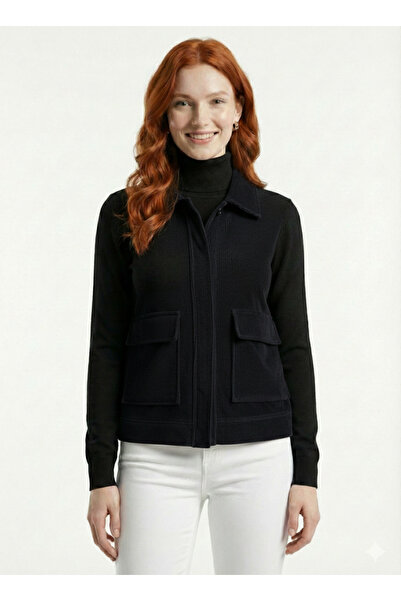 Neden Tekstil Women's Knitwear Linen Look Slim Fit Jacket