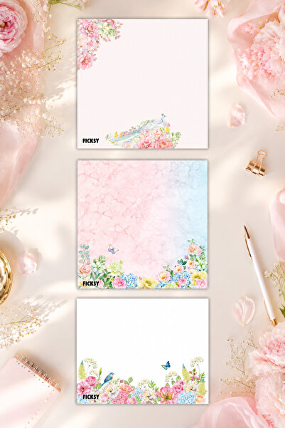 Ficksy Flower Notepad - 9*9 cm Size - 50 Sheets - Notepad - Memo Pad - Unline...