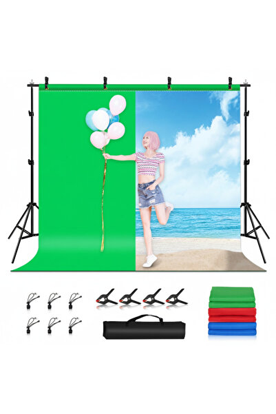 Velixo Suport portabil pentru fundal foto 2x2m, 3 fundaluri și 4 cleme, Pliab...
