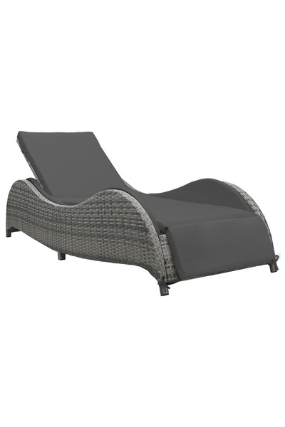 vidaxl Chaise longue with Pillow, anthracite, polyrattan