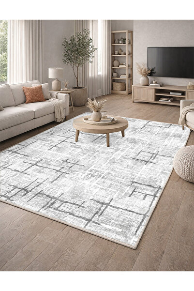 Lioara Home Modern Dijital Baskı Halı | Yıkanabilir Kaymaz Taban Salon Halısı