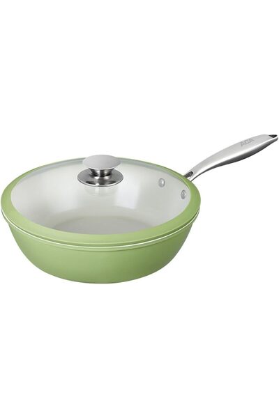 Arabest 11 inch Flat Bottom Nonstick Wok with Lid,Multipurpose Aluminum Pan,F...